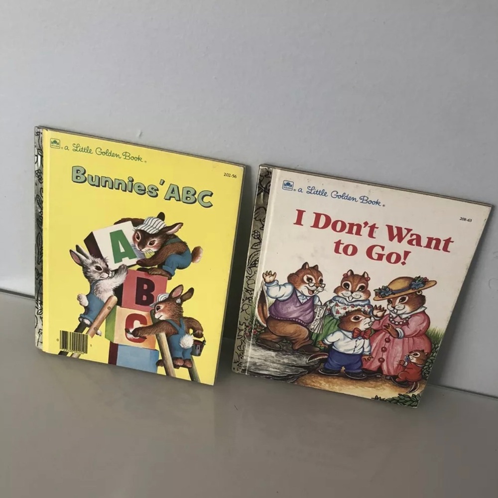 VINTAGE LITTLE GOLDEN BOOKS SET OF 2 - BUNNIE'S ABC'S AND I DON'T WANT TO GO